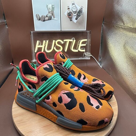 Adidas x Pharrell Williams HU NMD Animal Print Orange Size 10 NEW - Picture 1 of 10